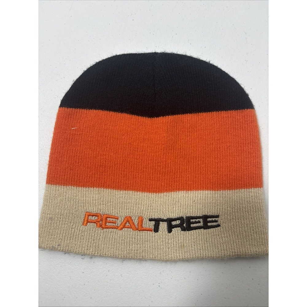 RealTree Winter Hat OSFM Black Orange White Striped